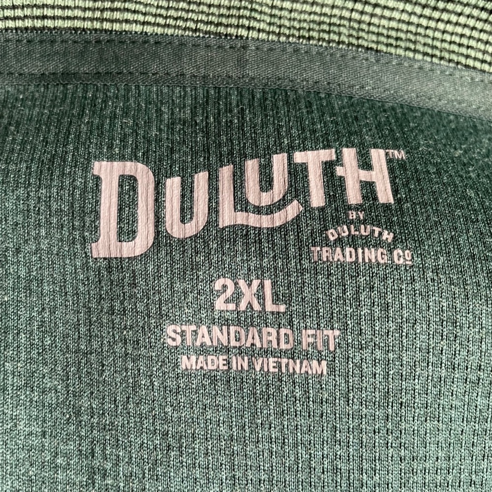 Duluth Trading Co Mens 2XL Green Striped Short Sleeve Polo Shirt Standard Fit - Picture 2 of 6